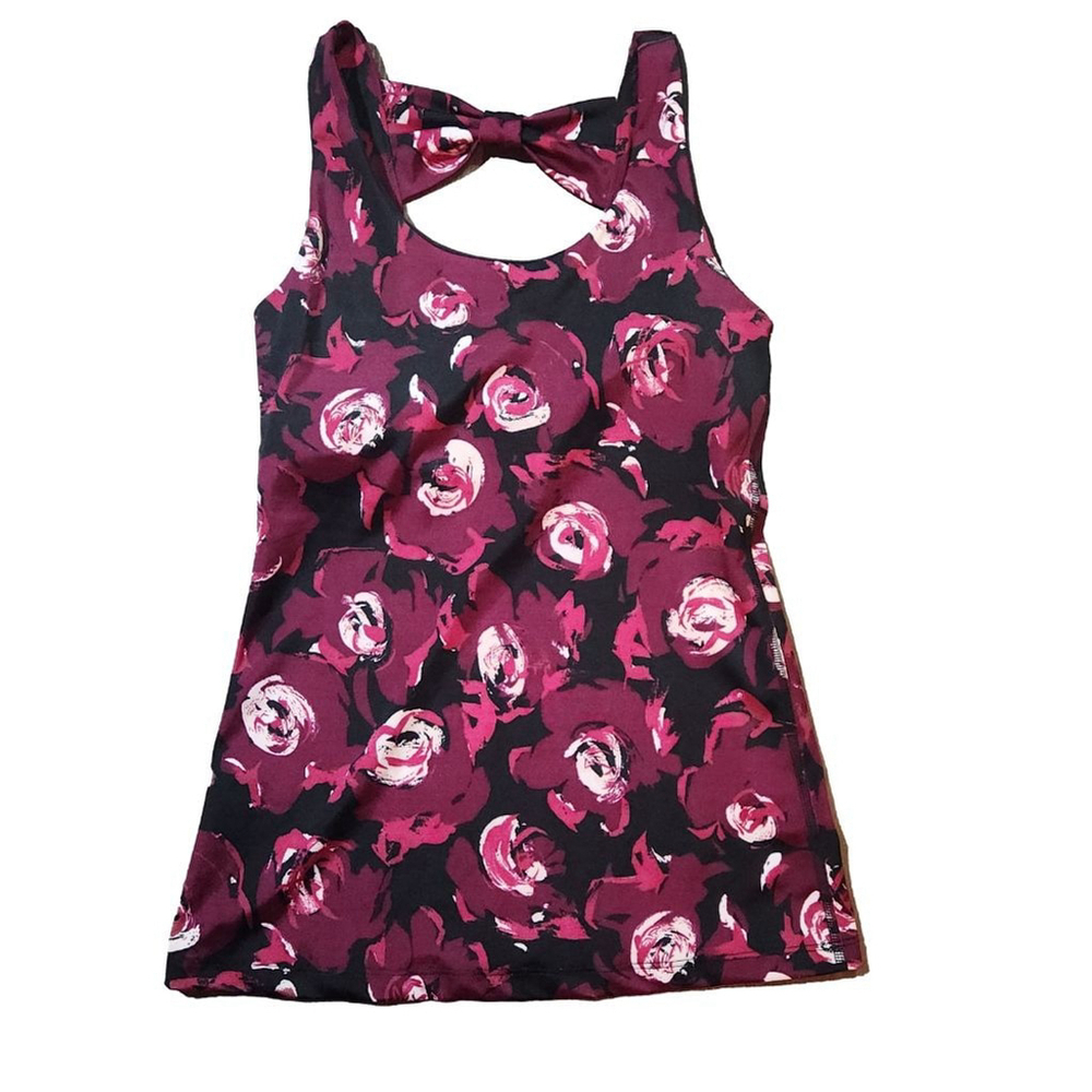Beyond Yoga Kate Spade Active Tank Top Shirt Burgundy Floral Size Small